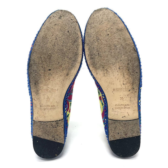 HERMES Slip-on cotton multicolor Espadrille Women 35 Used Authentic