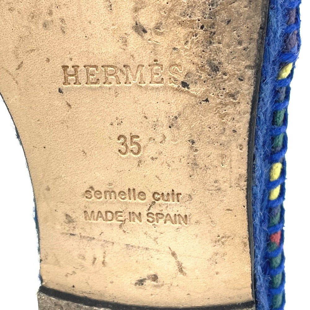 HERMES Slip-on cotton multicolor Espadrille Women 35 Used Authentic