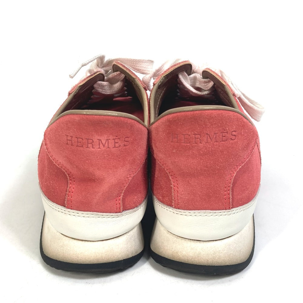 HERMES sneakers suede crimson quick shoes Women 36 Used Authentic