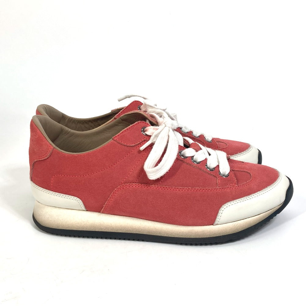 HERMES sneakers suede crimson quick shoes Women 36 Used Authentic