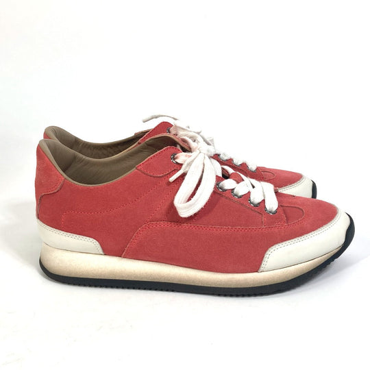 HERMES sneakers suede crimson quick shoes Women 36 Used Authentic