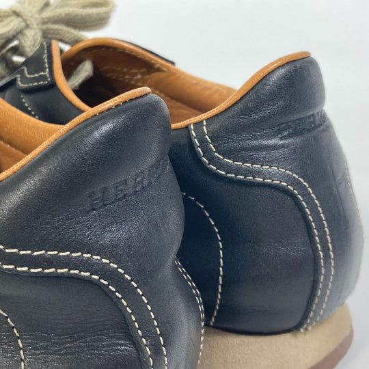 HERMES sneakers leather black H logo quick Women 37 Used Authentic
