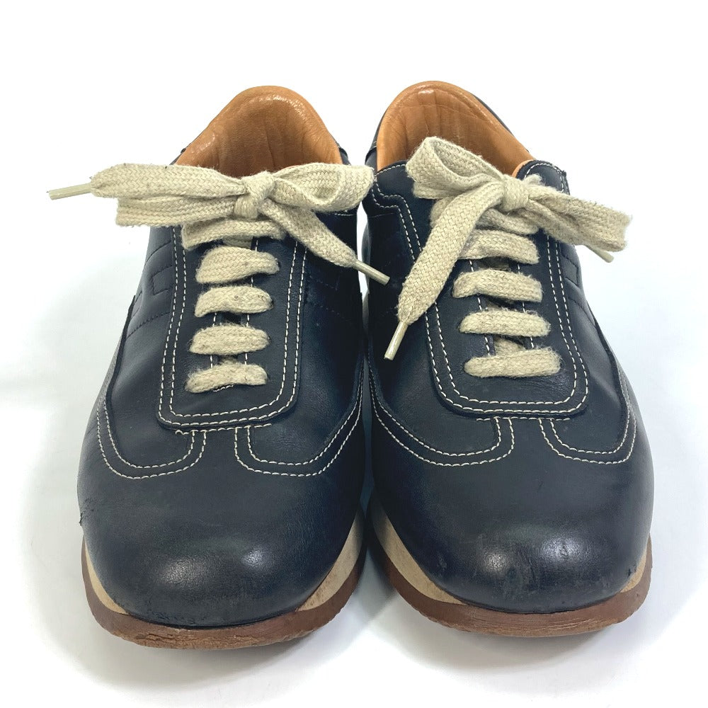 HERMES sneakers leather black H logo quick Women 37 Used Authentic