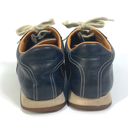 HERMES sneakers leather black H logo quick Women 37 Used Authentic