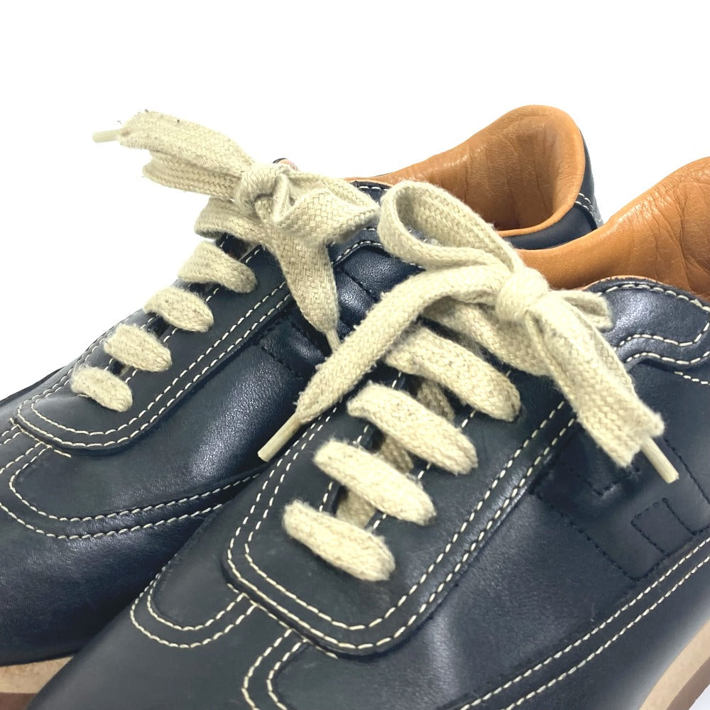 HERMES sneakers leather black H logo quick Women 37 Used Authentic