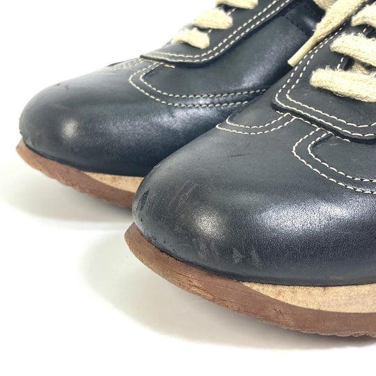 HERMES sneakers leather black H logo quick Women 37 Used Authentic