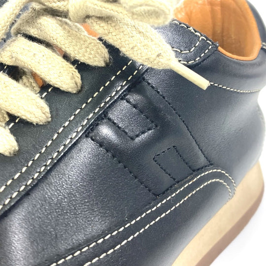 HERMES sneakers leather black H logo quick Women 37 Used Authentic