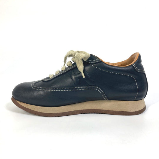 HERMES sneakers leather black H logo quick Women 37 Used Authentic