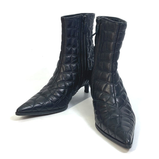 HERMES boots leather black quilting Women 37 Used Authentic