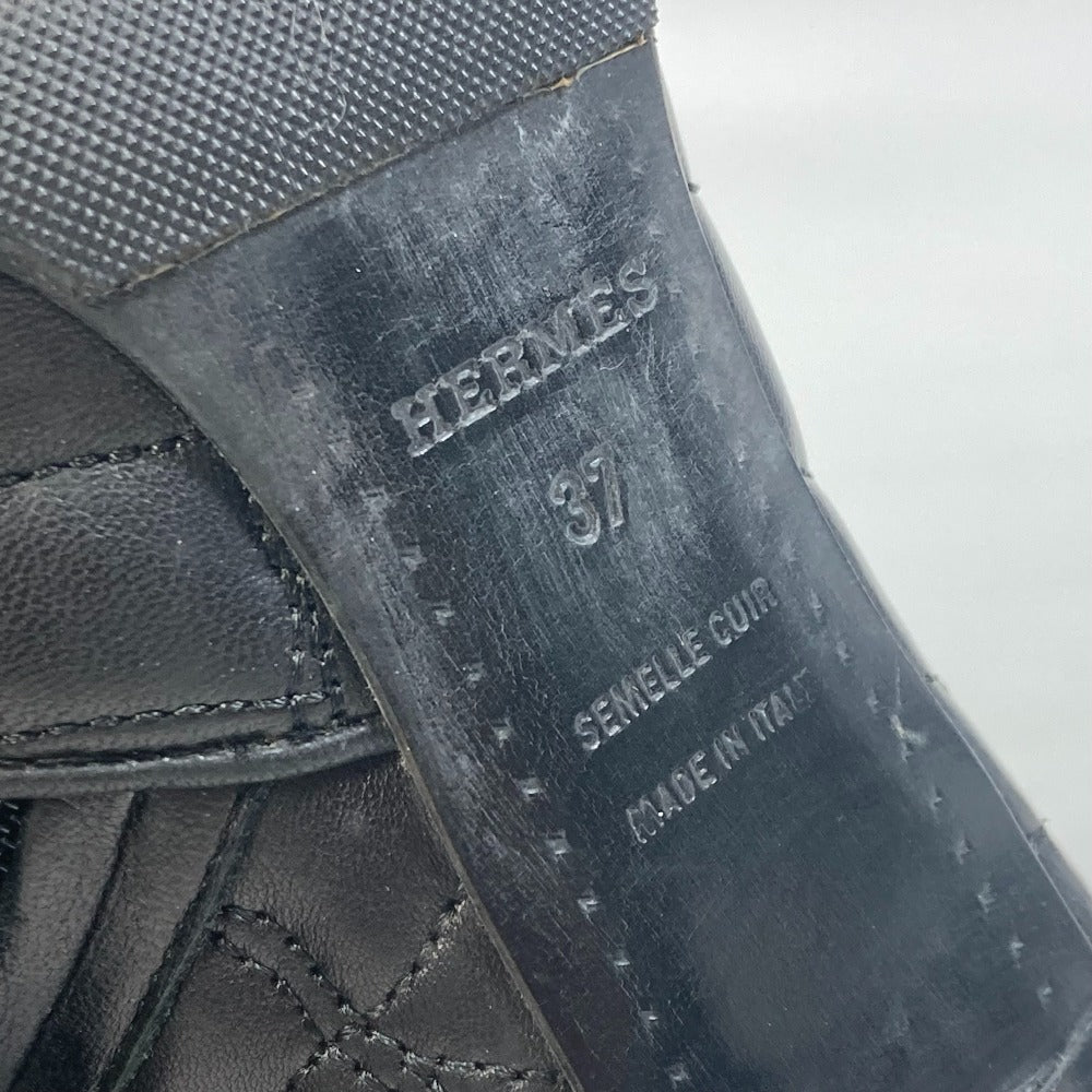 HERMES boots leather black quilting Women 37 Used Authentic