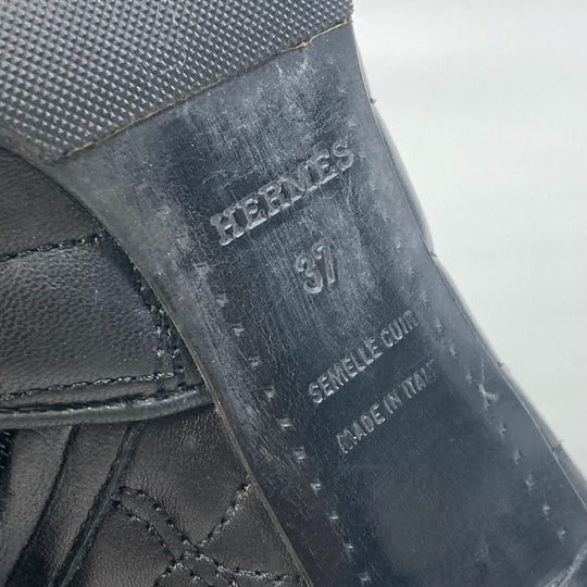 HERMES boots leather black quilting Women 37 Used Authentic