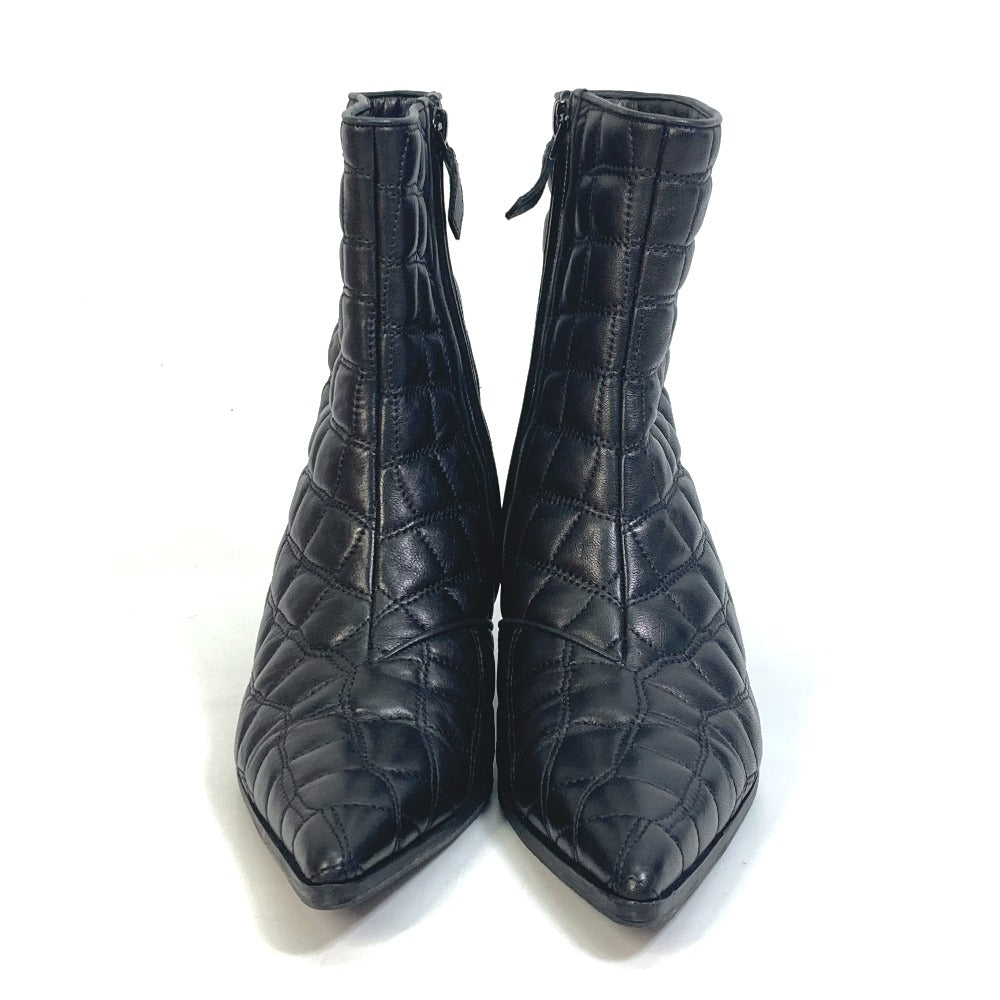 HERMES boots leather black quilting Women 37 Used Authentic