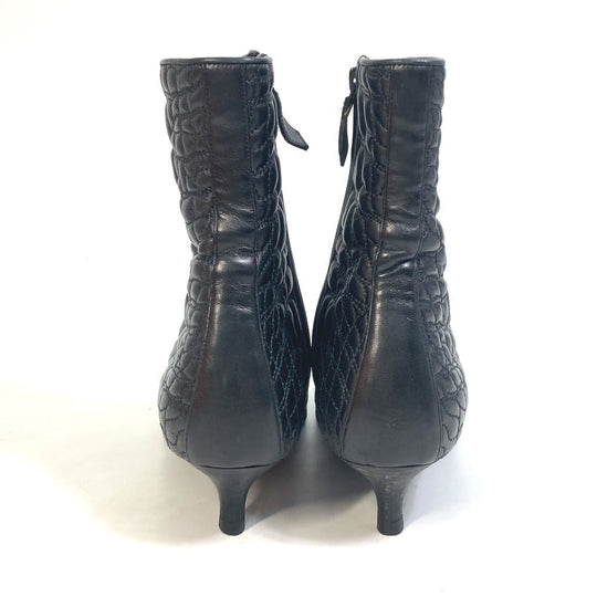 HERMES boots leather black quilting Women 37 Used Authentic