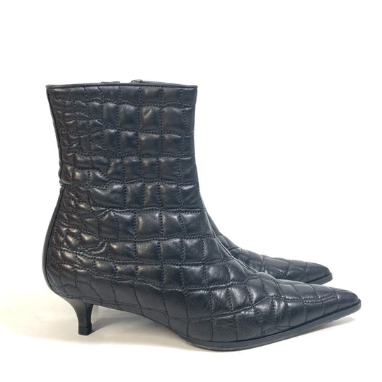 HERMES boots leather black quilting Women 37 Used Authentic