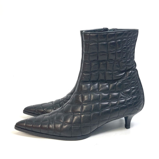 HERMES boots leather black quilting Women 37 Used Authentic