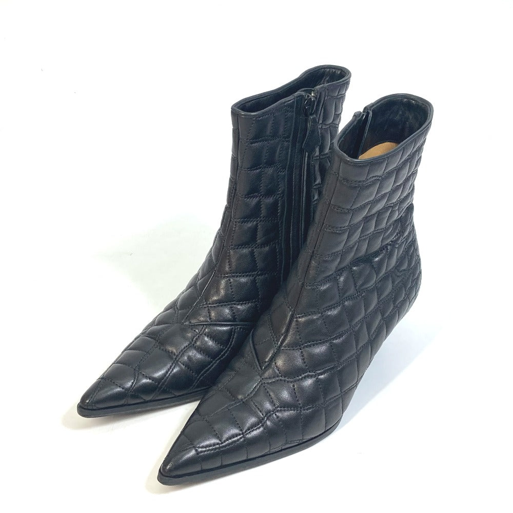 HERMES boots leather black quilting Women 37 Used Authentic