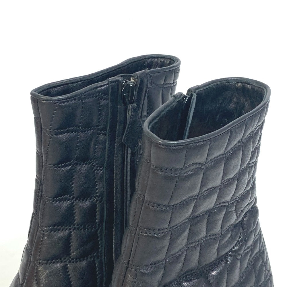 HERMES boots leather black quilting Women 37 Used Authentic