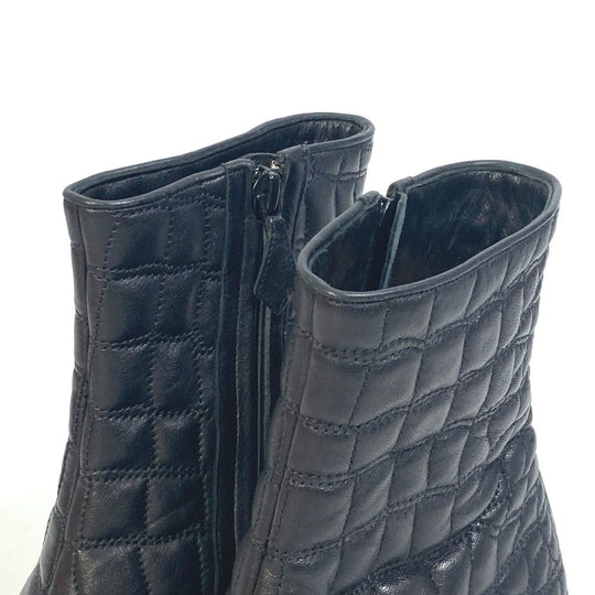 HERMES boots leather black quilting Women 37 Used Authentic