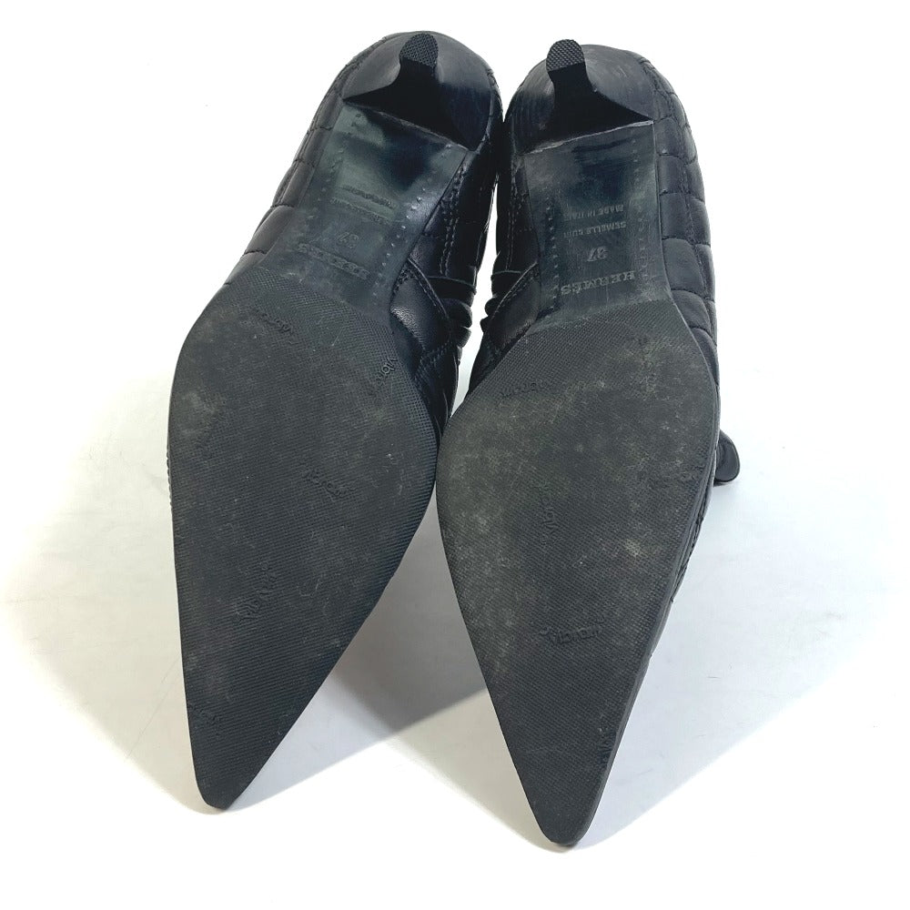 HERMES boots leather black quilting Women 37 Used Authentic