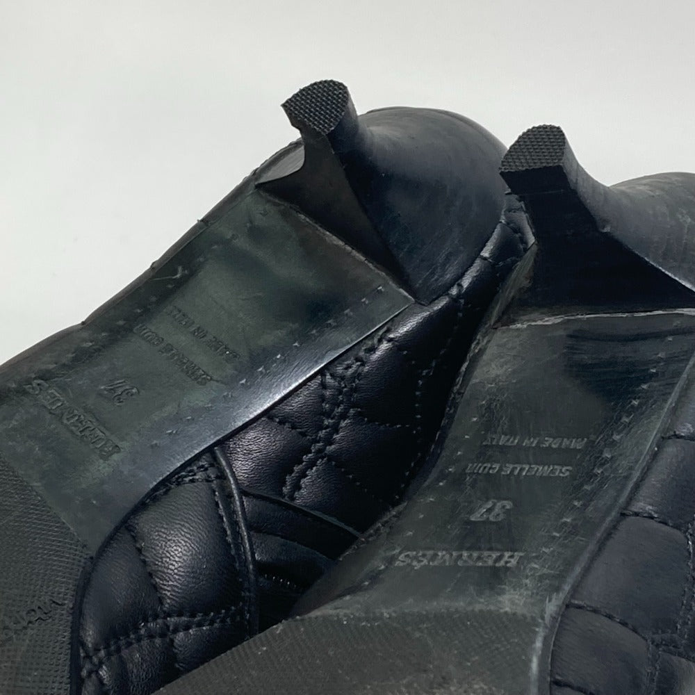 HERMES boots leather black quilting Women 37 Used Authentic