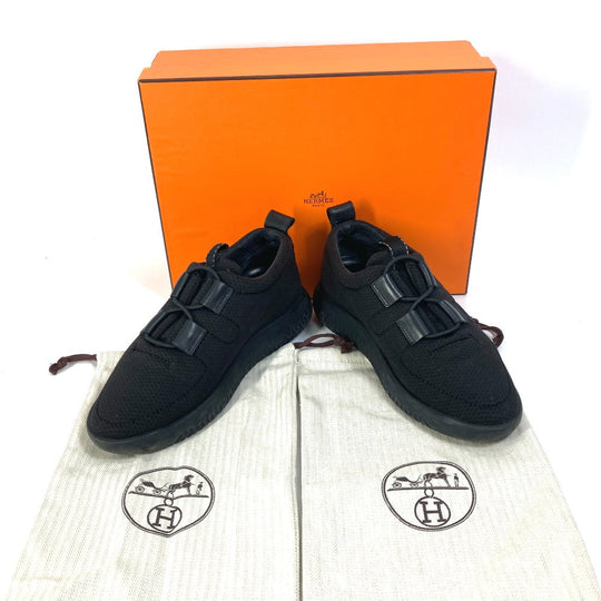 HERMES sneakers Mesh / leather black mesh Women 37 Used Authentic