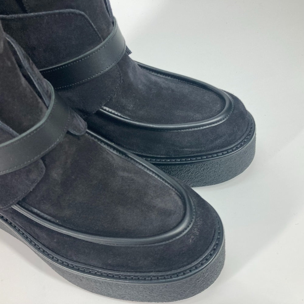 HERMES boots H232029Z Mouton, Suede black short boots Emisfer Women 38.5 Used Authentic
