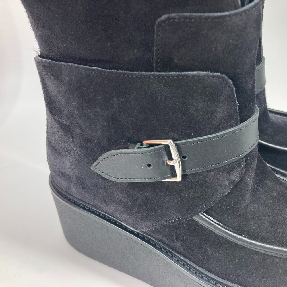 HERMES boots H232029Z Mouton, Suede black short boots Emisfer Women 38.5 Used Authentic