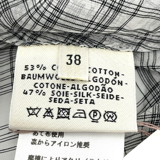 HERMES dress silk gray Madras ROBE ENCOLURE VOILE COTON SOIE MADRAS Women 38 Used Authentic