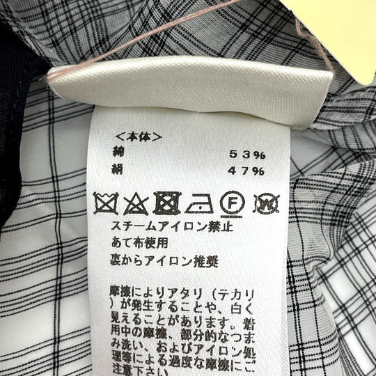 HERMES dress silk gray Madras ROBE ENCOLURE VOILE COTON SOIE MADRAS Women 38 Used Authentic