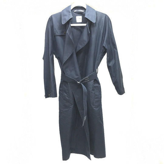 HERMES trench coat cotton Navy With belt Thin spring coat Women 34 Used Authentic