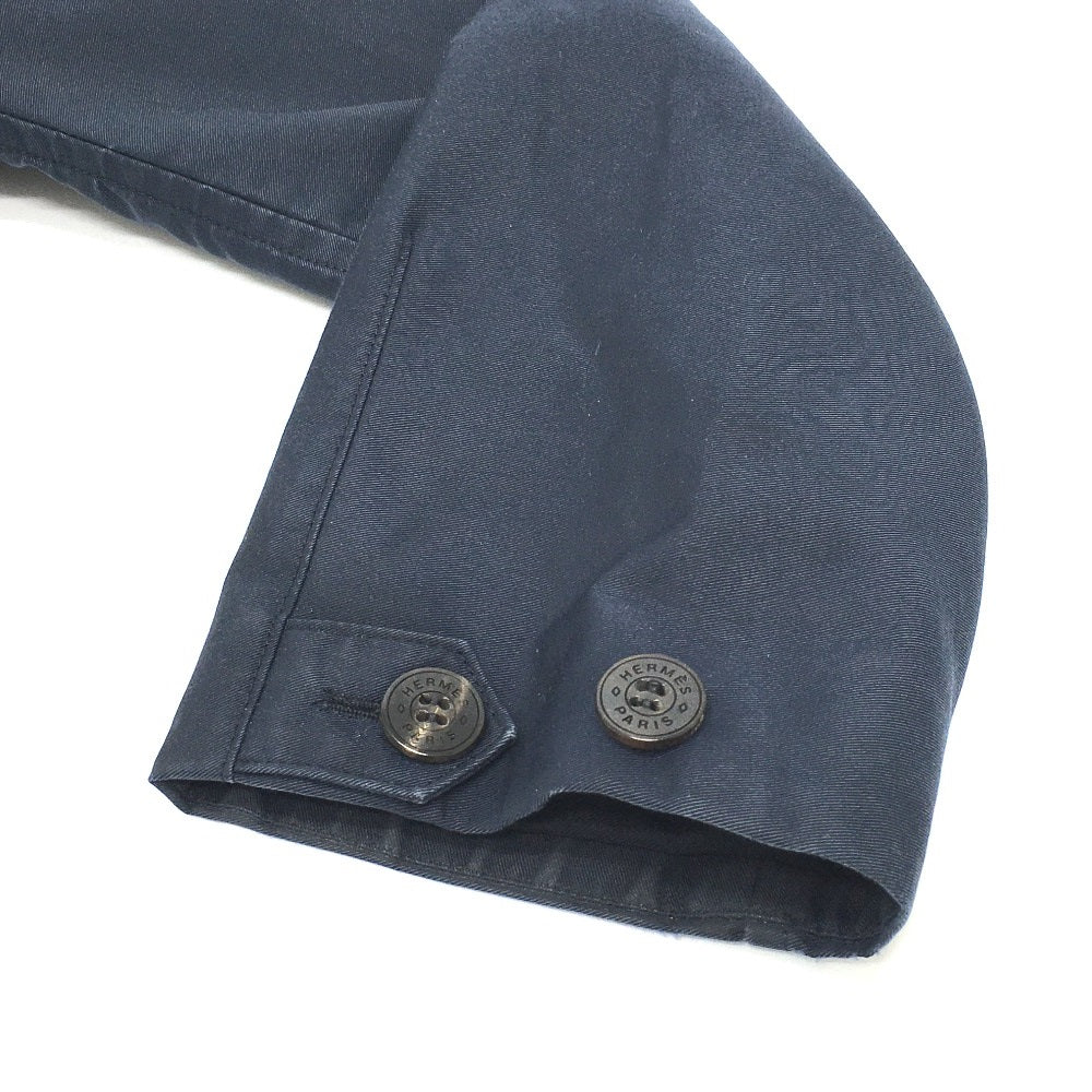 HERMES trench coat cotton Navy With belt Thin spring coat Women 34 Used Authentic