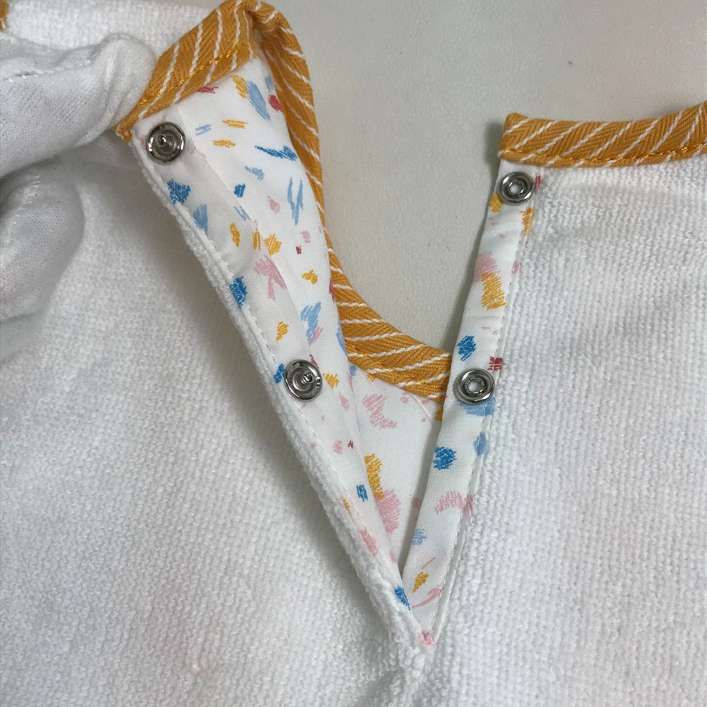 HERMES Other fashion goods cotton white Bib Embroidered animal print Pass Pass Bib Bib Kids Used Authentic