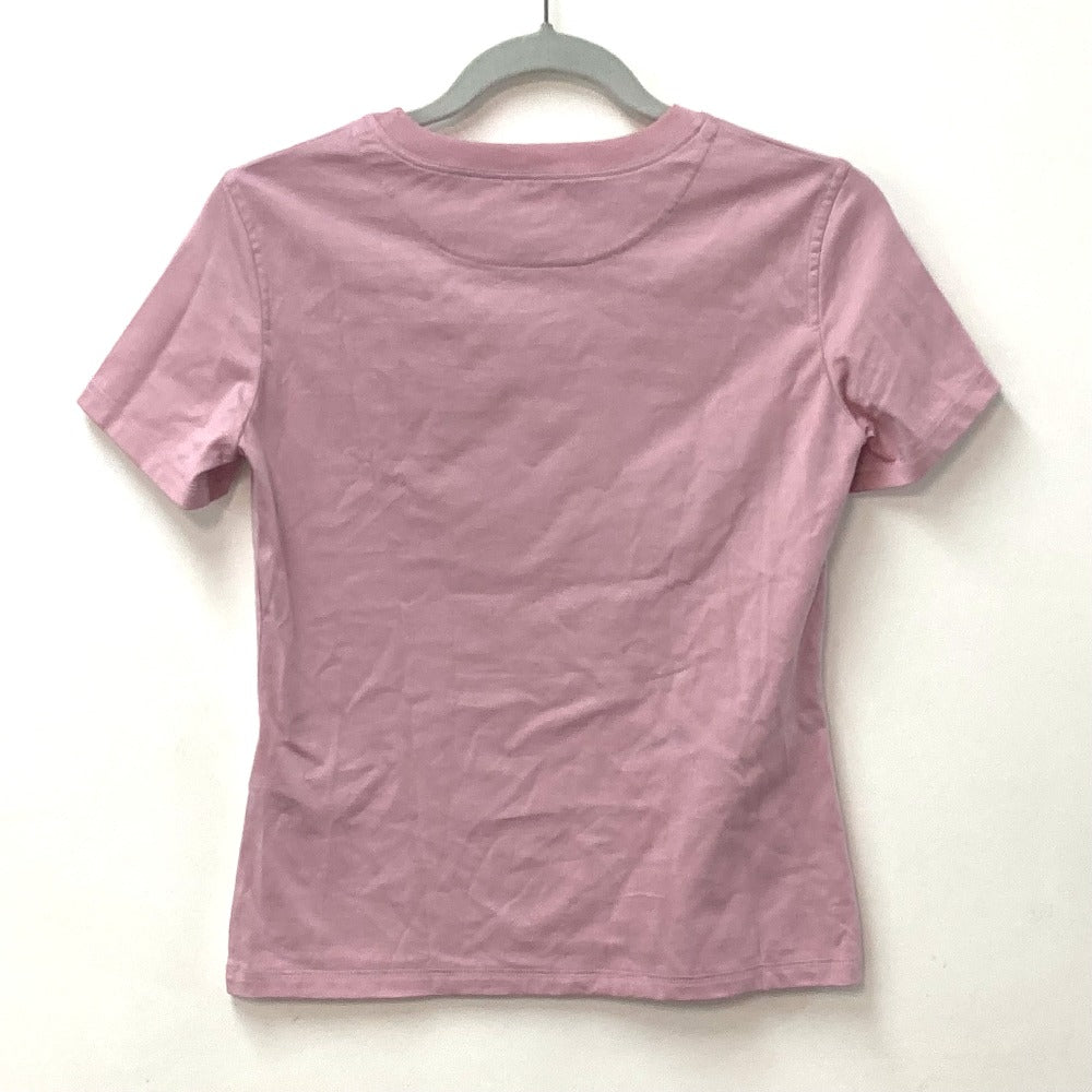 HERMES Short sleeve T-shirt cotton pink 22Stainless Steel cartouche Women 36 Used Authentic