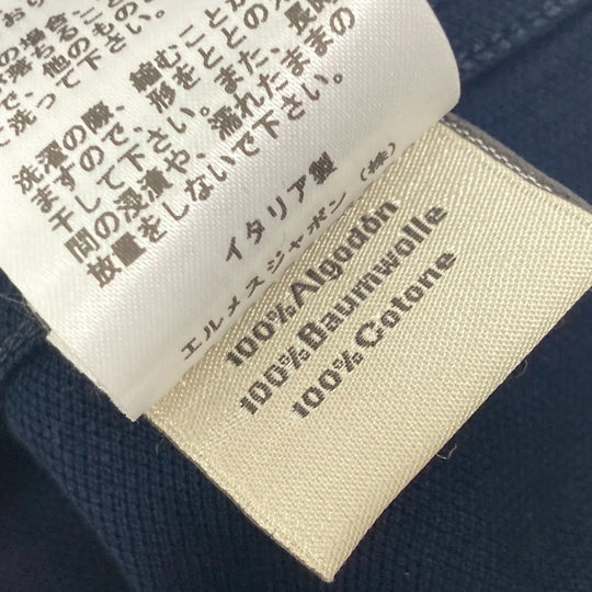 HERMES Short sleeve T-shirt cotton Navy Tops Apparel H embroidery mens XXL Used Authentic