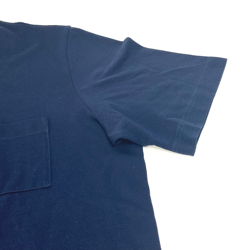 HERMES Short sleeve T-shirt cotton Navy Tops Apparel H embroidery mens XXL Used Authentic