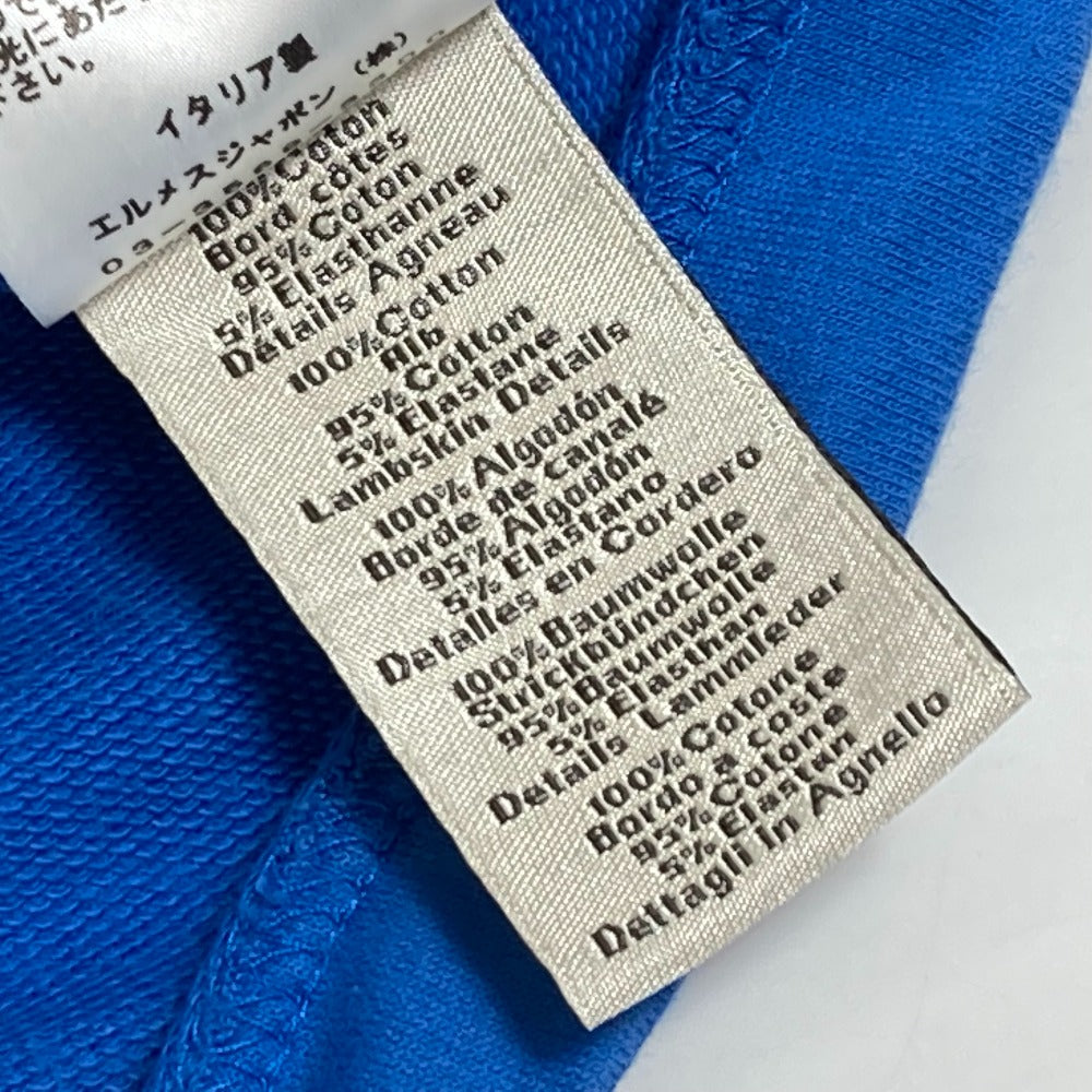 HERMES Short sleeve T-shirt cotton blue Hello Mr. Falier Patch mens M Used Authentic