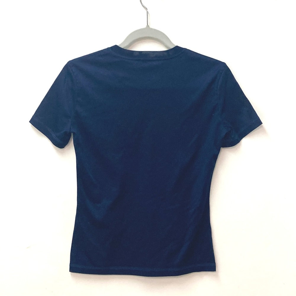 HERMES Short sleeve T-shirt cotton Navy leopard leopard leopard Jungle Love logo Women 34 Used Authentic