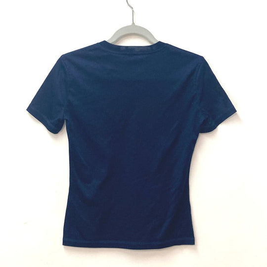 HERMES Short sleeve T-shirt cotton Navy leopard leopard leopard Jungle Love logo Women 34 Used Authentic