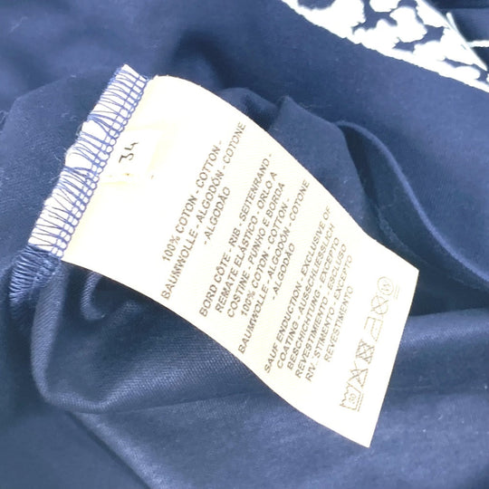 HERMES Short sleeve T-shirt cotton Navy leopard leopard leopard Jungle Love logo Women 34 Used Authentic