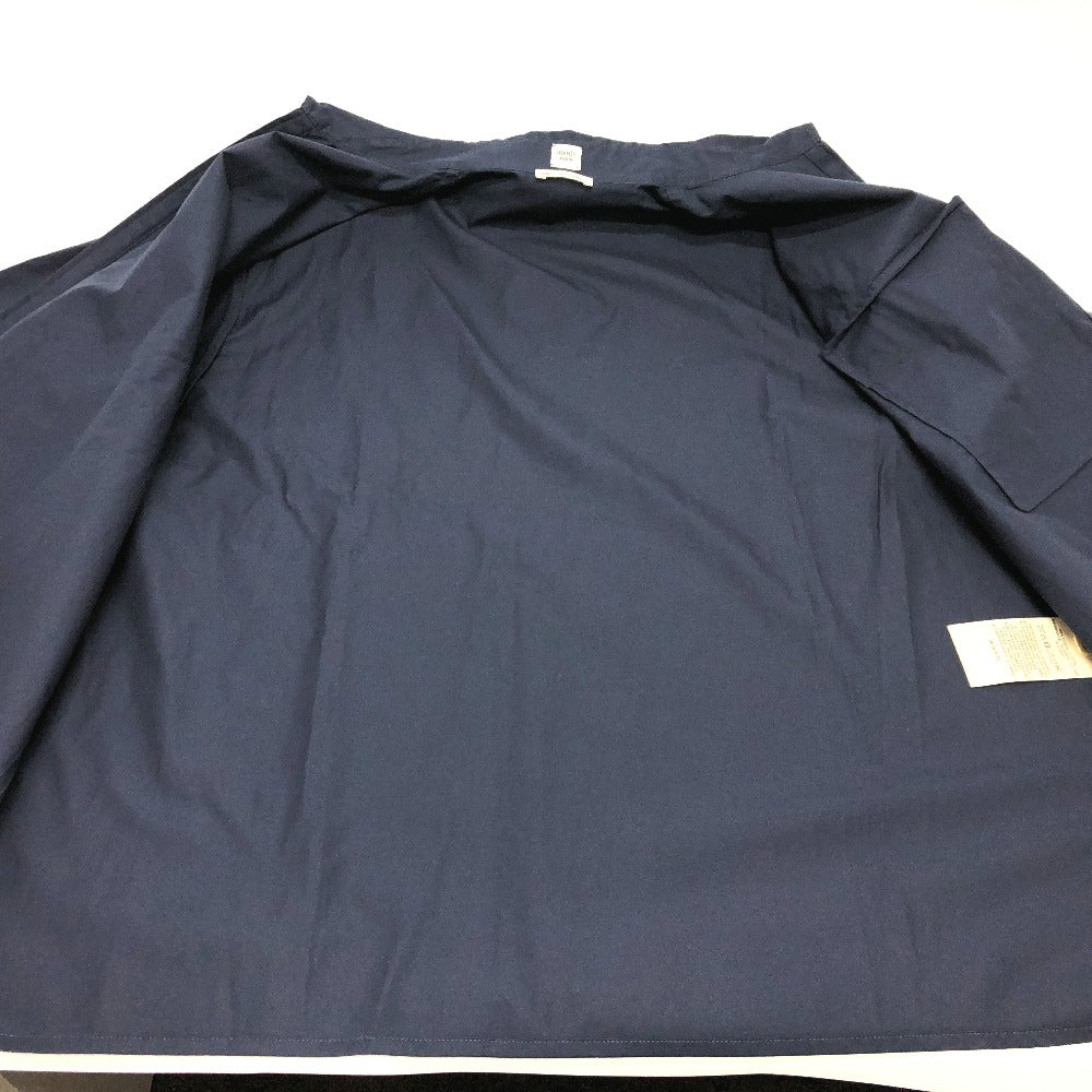 HERMES Long sleeve shirt cotton Navy 23 Stainless Steel Serie Button Zip up Women 34 Used Authentic