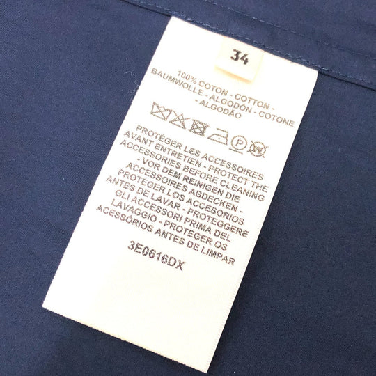 HERMES Long sleeve shirt cotton Navy 23 Stainless Steel Serie Button Zip up Women 34 Used Authentic