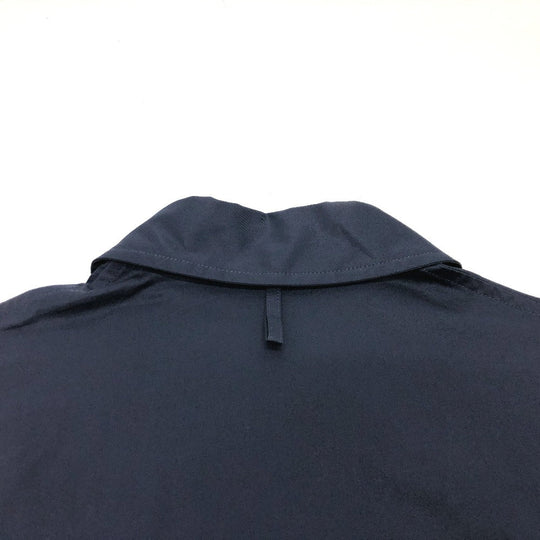 HERMES Long sleeve shirt cotton Navy 23 Stainless Steel Serie Button Zip up Women 34 Used Authentic