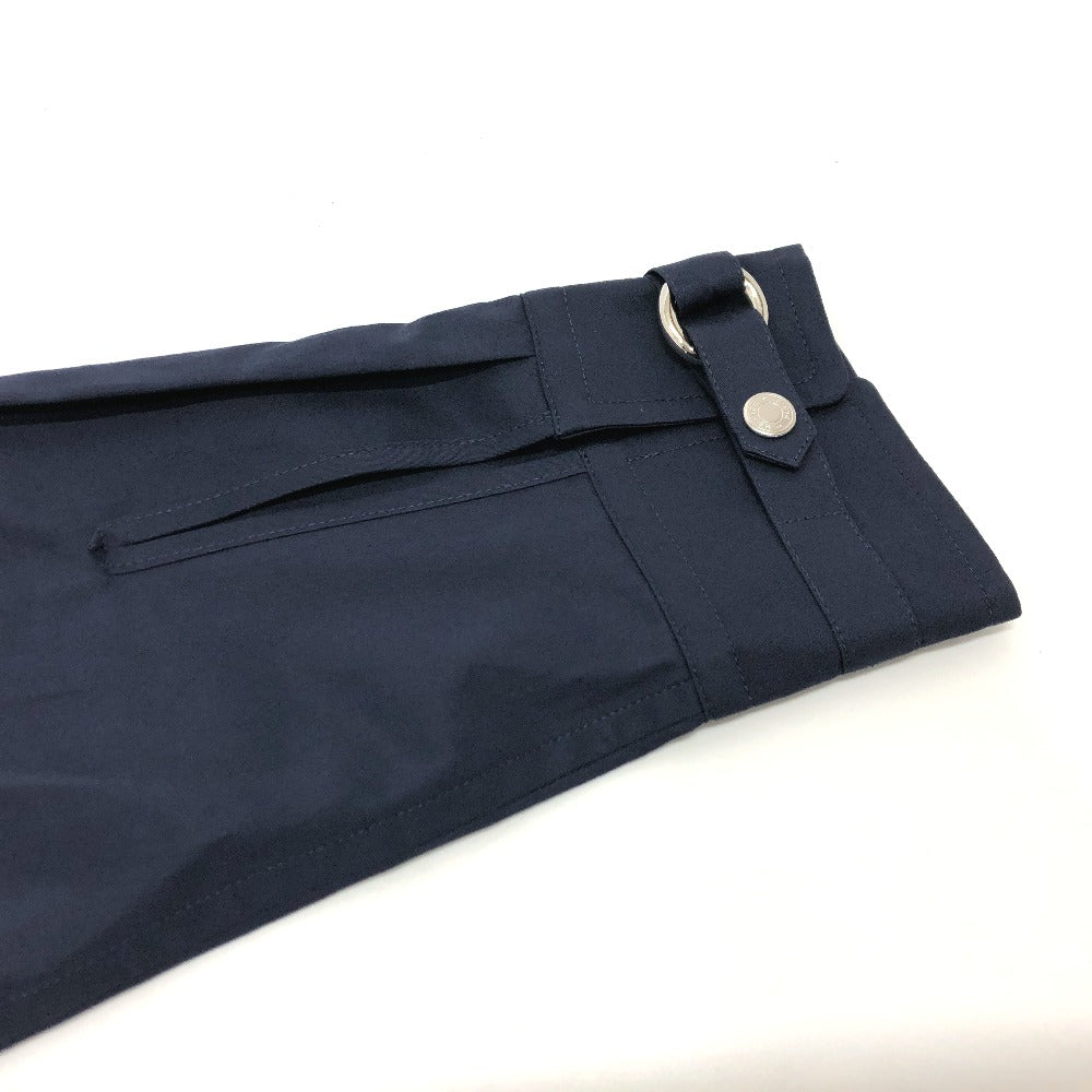 HERMES Long sleeve shirt cotton Navy 23 Stainless Steel Serie Button Zip up Women 34 Used Authentic