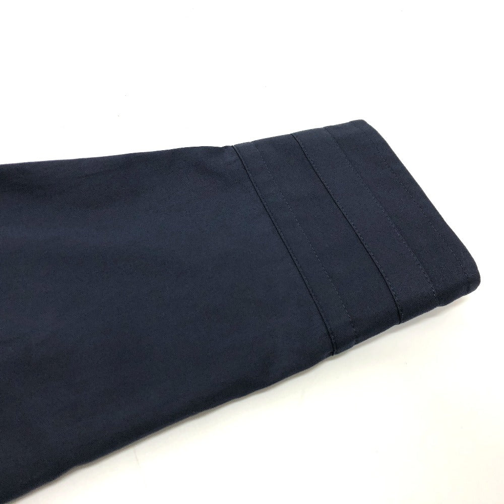 HERMES Long sleeve shirt cotton Navy 23 Stainless Steel Serie Button Zip up Women 34 Used Authentic