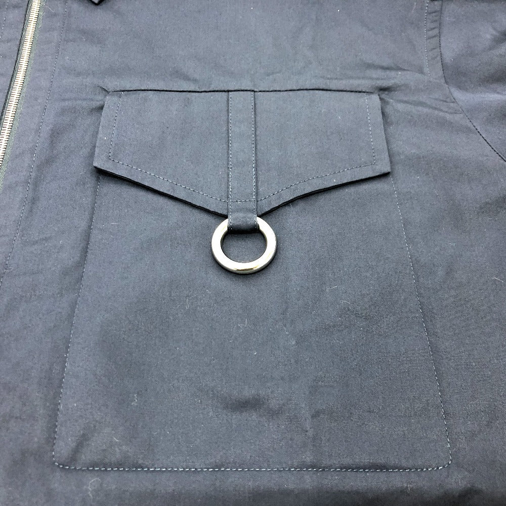 HERMES Long sleeve shirt cotton Navy 23 Stainless Steel Serie Button Zip up Women 34 Used Authentic