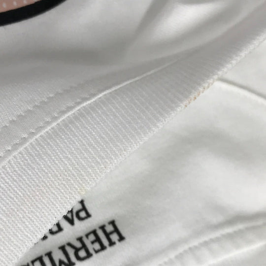 HERMES Short sleeve T-shirt cotton white logo Microcartouche Women 38 Used Authentic