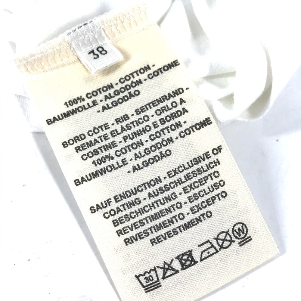 HERMES Short sleeve T-shirt cotton white logo Microcartouche Women 38 Used Authentic