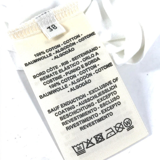 HERMES Short sleeve T-shirt cotton white logo Microcartouche Women 38 Used Authentic