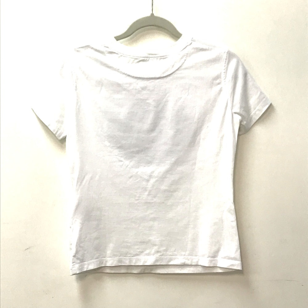HERMES Short sleeve T-shirt cotton white logo Microcartouche Women 38 Used Authentic