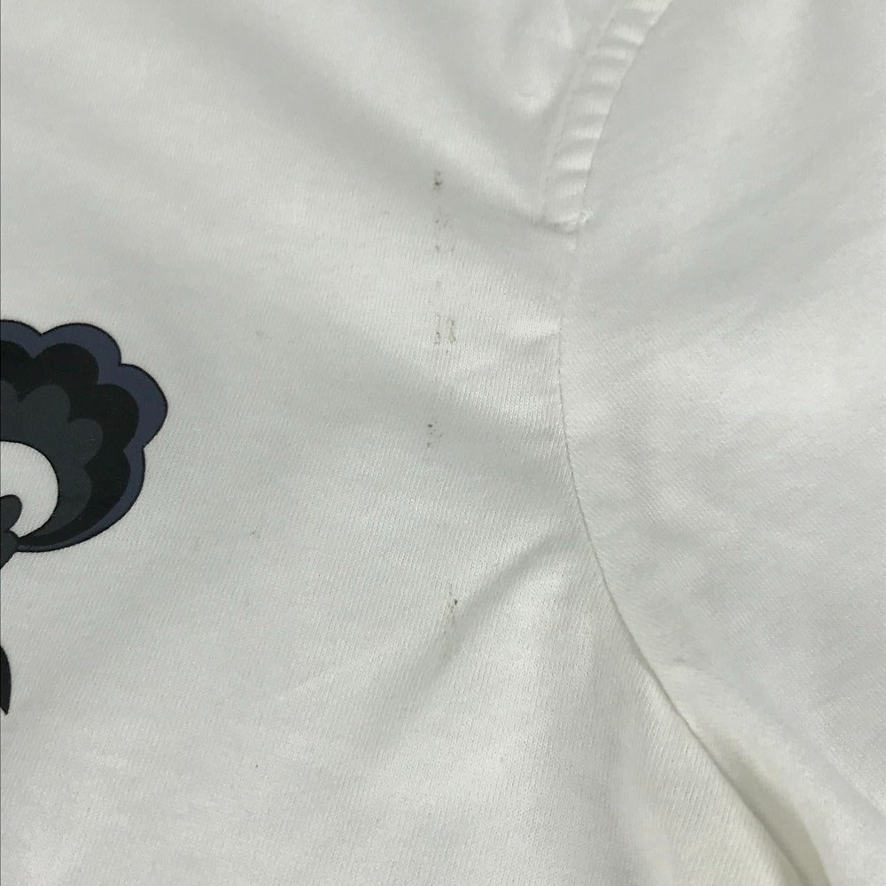HERMES Short sleeve T-shirt cotton white logo Microcartouche Women 38 Used Authentic